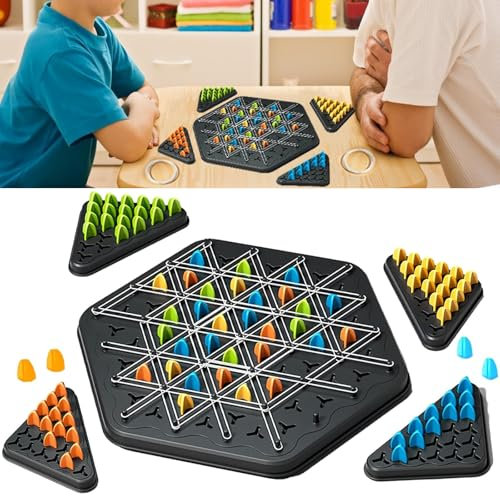 Elfinfi Triggle Spiel, Interessant Triggle, Ketten Dreieck Schachspiel, Triggle Spiel Gummibänder Geeignet für 2 Bis 4 Spieler, Triggle Game Tolles Partyspiel für Kinder und Erwachsene