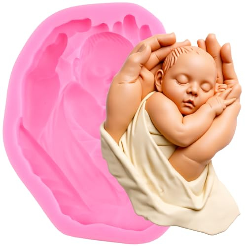 XMOLDNMS Sleeping Baby - Moldes de silicona para fondant con diseño de bebé, para decoración de pasteles de cumpleaños, decoración de cupcakes, pasta de goma de chocolate, caramelo, arcilla polimérica