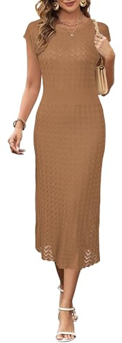 Newshows Summer Dresses for Women UK Hollow Knit Casual Work Business Elegant Ladies Midi Dress