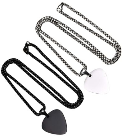 BESTonZON 2stücke Gitarrenplektrum-anhänger Aus Edelstahl Halskette Im Gitarrenplektrum-design Geschenk Für Frauen Und Männer Modischer Schmuck Für Musiker Und Fans Passt Zu Kleidung Und