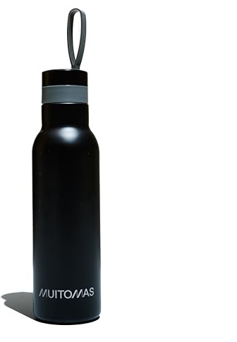 Muitomas Borraccia Termica 500ml - Leggera e Portatile in Acciaio, Design Elegante Con Chiusura Ermetica - Colore Nero