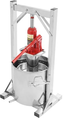 czyuRachel 12L Weinpresse, 61.4 * 32.6 * 13.5cm Obstpresse Edelstahl mit Innenfilter-Eimer Kloßpresse für Pressen Weintrauben, Erdbeeren, Maulbeeren, Silber