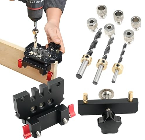 Kit de gabarit pour trous de poche, localisateur de poinçons pour chevilles en bois | Localisateur de poinçon de guide de perçage en d'aluminium pour connexions de joints en T et L, herr
