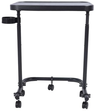 Fockety Betttisch mit Rollen, 3 Höhenstufen, Magnetisch, Klappbar, Neigbar, Rolltisch, Nachttisch mit Rollen, Mobiler Laptop-Ständer für den Heimgebrauch