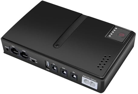 Elprico Sauvegarde de la Batterie UPS, 15V 24V POE 5V 9V 12V Alimentation sans Interruption, Alimentation de Batterie de Secours de Sortie USB 18W, Multiple pour Le Modem Optique du