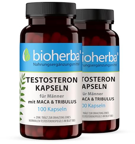 Maca-Tribulus Komplex – 200 Kapseln von BIOHERBA | Mit Zink zur Unterstützung von Testosteron & Fruchtbarkeit – plus Citrullin & Ginsengextrakt