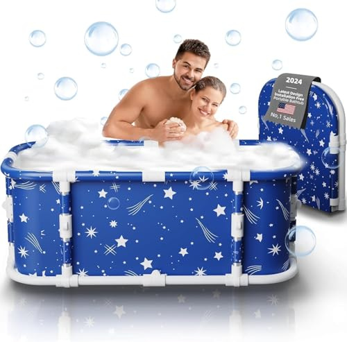 Baignoire portable Kiseely, rectangulaire, en métal, 120 cm, sans installation, moderne, polie, étoile magique MP1