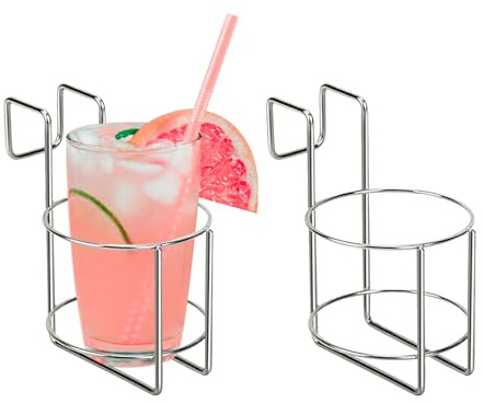 2 Stück Getränkehalter Strandkorb Becherhalter Strandkorb zubehör Edelstahl Flaschenhalter für Becher Tassen Flaschen Gläser