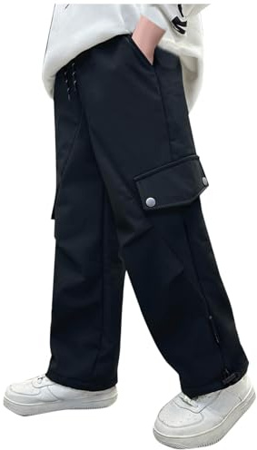 duxyoz Pantalon imperméable pour garçons - Softshell - Pantalon de jogging cargo résistant à la boue et à la saleté - Léger - Pour l'école, le jeu, le cyclisme - Surpantalon pour enfants de 5 à 18 ans