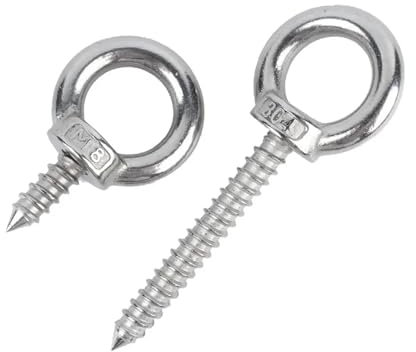 Generisch 1~3 Stück M4M5M6M8M10M12 304 Edelstahl-Hebeösenbolzen, runde Ringhaken, selbstschneidende Holzschrauben, Ösenmutter, selbstschneidende Schraube(M12x40mm-1pcs)