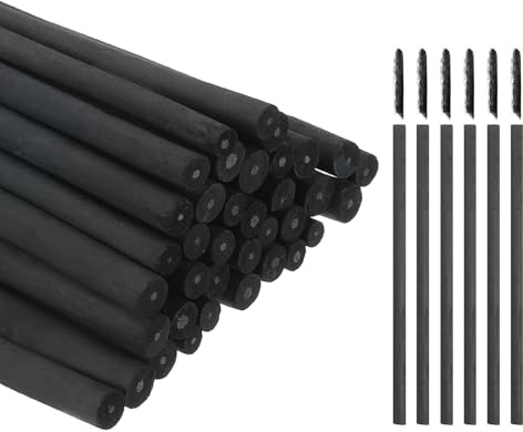 sourcing map Willow Charcoal Sticks, 4-5mm Willow Charcoal Pencils Soft Sketch Vine Art Supplies Set for Drawing Sketching Shading Painting Artists Beginners (Black, Pack of 50)