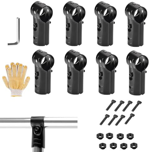 Morsetti a T | 8 morsetti per tubi di recinzione con esagonale con guanti | morsetti in acciaio inox da 1 pollice per recinzione tubolare con lavorazione fine. Questi morsetti per tubi a T