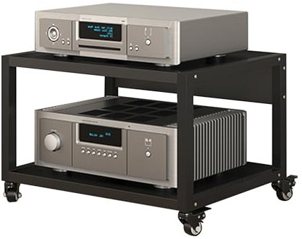 WXZXWXZX Scaffale Portaoggetti Mobile HiFi Aperto Multifunzione Mobile Giradischi con Ruote Universali Supporto Casse Audio per Soggiorno Ufficio(2layers-55 * 50 * 35cm)