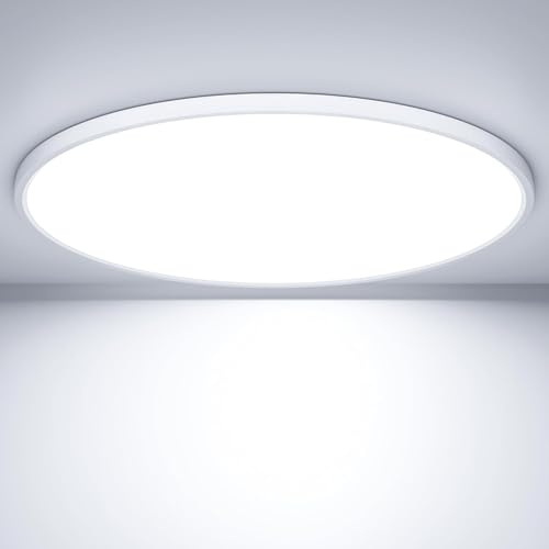 Swoieltr Deckenlampe LED Deckenleuchte Flach Rund, Ø40CM Deckenlampe LED 36W 3600LM 6500K Kaltweiß IP44 Wasserdicht Badezimmer Lampe, Badlampe Decke für Bad Küche Flur Schlafzimmer Keller
