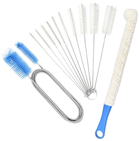 Multiple Size Drain Brush Cleaning Kits 12PCS Steel Brushes Flexible Design For Bottle Nozzle Aquariums Tube Tight Space Bottle Brush Kits With Ergonomic Handle