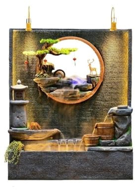 ZKALQECNF Fontaine de Jardin La Fontaine extérieure en Forme de Gourde à Quatre Couches avec Aspect de Pierre Naturelle utilisée dans Les Jardins, Les Cours et Les Cours, Fontaine de terrasse