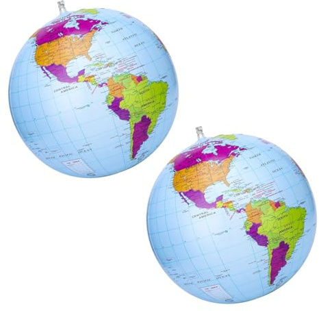 Yuannee Aufblasbarer Globus,2PCS Wasserball Aufblasbar PVC Weltkugel Kinderfreundlich Einfach Aufzublasen Für Poolpartys Und Geburtstagsfeiern für Wissenschaft Geographie Bildung Geografie Länder