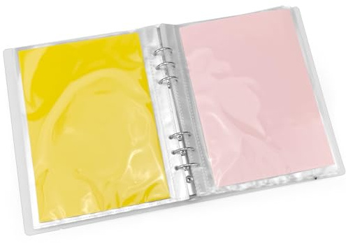 Bercoor 5x8 Index Card Binder Holder, A5 6 Ring Binder, Small Storage Organizer for Photos, Postcards, Recipe Cards, 60 Card Sleeves, Stores up to 120 Pieces Card