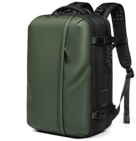 Hamwesh Vakuum Rucksack, 60 L Großes, Erweiterbares Luftkompressionssystem mit Typ C Schnittstelle und 3 stelligem Schloss, 19 Zoll Vakuumdichtungs Rucksack Vakuumpumpe für Reisen (OD Grün)
