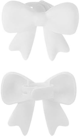 NONDK Silicone Bows 2-Pack för Hörlursaccessoarer, 3D-Bowsdekoration för Hörlurar, Söta Örontelefondekorationer Vita