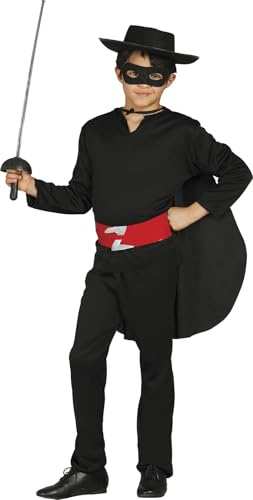 FIESTAS GUIRCA | Räuber Kostüm für Kinder - Maske, Hemd, Umhang, Gürtel, Hose und Hut - Musketier- und Abenteurer Kostüme für Halloween, Karneval und Kostümpartys - Ideal für Kinder - Schwarz