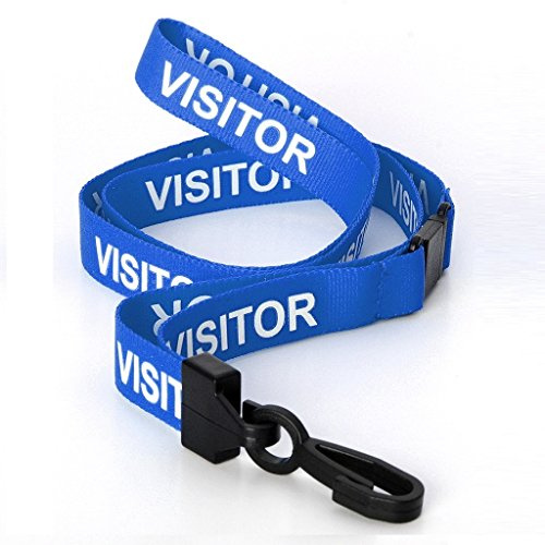 CKB Ltd® 50x Blue VISITOR LANYARDS Breakaway Safety Band Halsband Plastik-Clip For ID Card Ausweiskartenhalter Schlüsselband mit Sicherheitsverschluss Schlauchband Holder Für Veranstaltungen Events Ausweise Messen Namensschilder