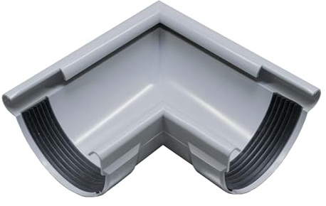 INEFA Ángulo para canalón semicircular exterior de 90 grados, PVC 125mm gris, accesorios para canalón,made in Germany