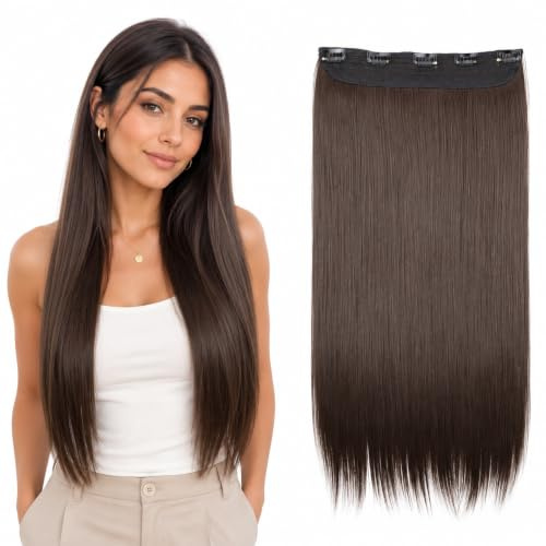 CAISHA 60cm Clip In Extensions Haarverlängerung Haarteil Brünett C70