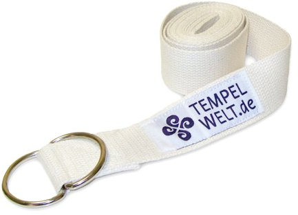Yogagurt Yogaband 210 cm lang aus 100% Baumwolle natur farbend mit Schnalle aus Metall, Yoga-Straps Übungshilfe Dehnungshilfe