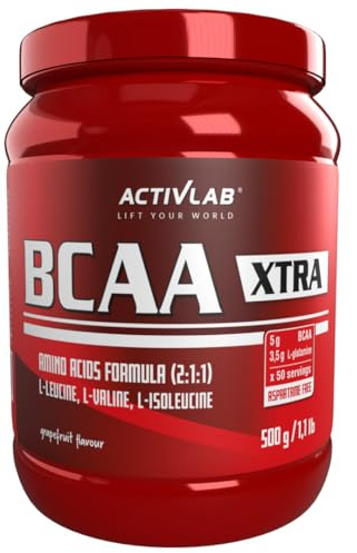 Activlab BCAA Xtra INSTANT 500g Grapefruit – Aminosäuren 2:1:1, 5000mg BCAA, 3,5g Glutamin, vor und nach dem Training, Muskelregeneration, 50 Portionen