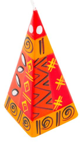 Nobunto Pyramidenkerze Zahabu handbemalt aus Afrika handgefertigte afrikanische Pyramide Kerze
