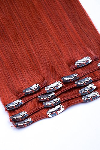Clip In Extensions Set 100% Echthaar 7 teilig 70g Haarverlängerung 45cm Clip-In Hair Extension Nr. Kupfer