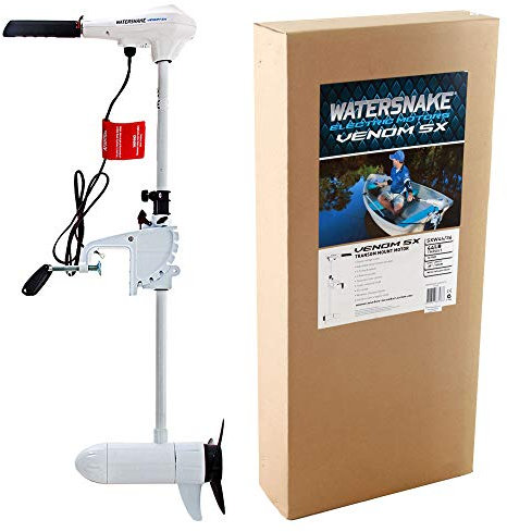 Watersnake Venom SX 44lb Electric Trolling Motor – 12V 36 Shaft Transom Mount Boat Motor – Saltwater & Freshwater, Weedless 3-Blade Prop, Forward & Reverse Speeds, Telescopic Tiller
