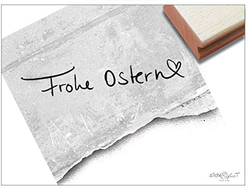 Stempel Osterstempel FROHE OSTERN Handschrift mit Herz - Textstempel Osterfest, Karten Geschenkanhänger Geschenk Osterdeko Scrapbook - zAcheR-fineT