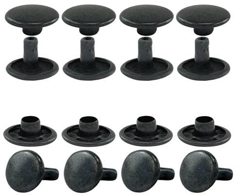 GETMORE Parts Hohlnieten Doppelkopf, Doppelhohlnieten, Doppel-Niet, Stahl, zweiteilig - ab 100 Stück, schwarz, 7 mm