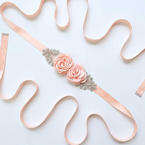 Egurs Brautgürtel Damen Blume Gürtel Schärpe Rose Glitzer Strass Hochzeit gürtel