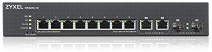 Zyxel Netzwerk Switch 8 Port | L2+ Managed GbE | GS2220-10 | 8x GbE + 2x RJ-45/SFP Combo Ports, Lüfterlos, NebulaFlex, L2 Multicast, IGMP Snooping, MVR, Voice VLAN