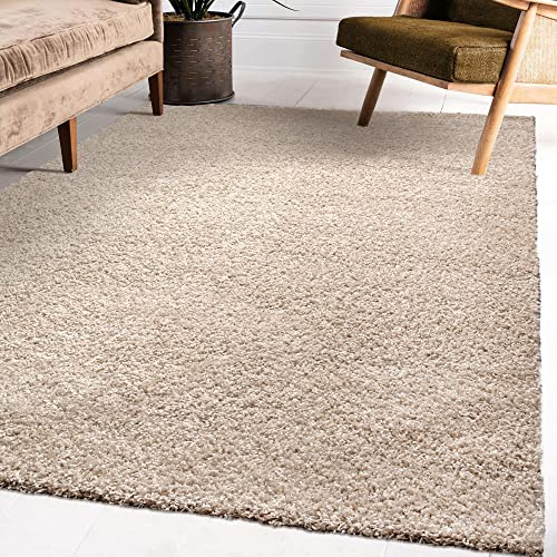 Impression Wohnzimmerteppich - Hochwertiger Öko-Tex zertifizierter Flächenteppich - Solid Color Teppich Beige - Größe 80x150