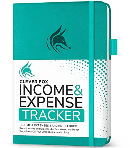 Clever Fox Income & Expense Tracker – Accounting & Bookkeeping Ledger Book for Small Business – 1-Year Record Notebook, A5 (Turquoise)