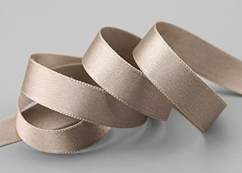 finemark 3 m x 15 mm Satinband Taupe Toffee (105) doppelseitiges Schleifenband aus Satin ohne Draht weich und glänzend Geschenkband Deko Band Double face Dekoband Dekorieren Basteln