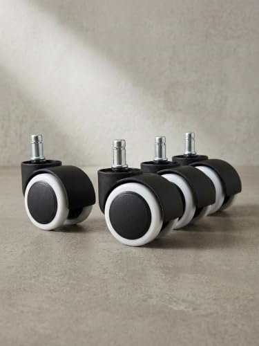 Kunststoff-Bürostuhlrollen für Hartböden: 50 mm, Polyurethan-Beschichtung, geeignet für Holz/Laminat/Parkett, gebremst, DIN EN 12529:1998 - KADIMA DESIGN..