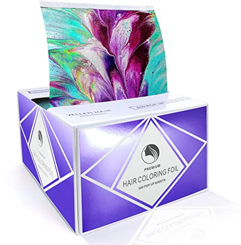 Vellen Hair Geprägte Aluminium Haarfolie, Haarfolie für Haare färben, rutschfest, strukturiert – 500 Blatt – Lilienblume – 15 Mikron