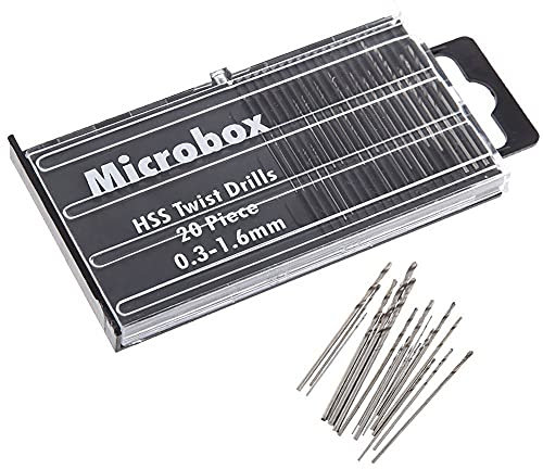 Treki 20Pcs Mini Micro Taladro HSS Brocas Helicoidales de Acero de Alta Velocidad 0.3mm-1.6mm Herramientas Manuales Giratorias Para Fabricación de Modelos