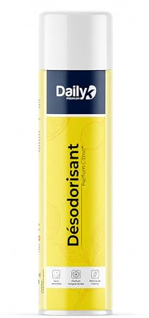 DAILY K Désodorisant Maison Aérosol 750 ml Parfum Citron - Spray Anti Odeur pour WC, Salle de Bain & Intérieur - Désodorisant Sans Retombées pour Tous Espaces - Parfum Longue Durée - Made in France