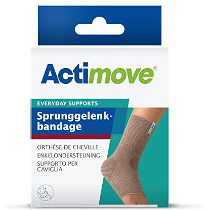 Actimove EVERYDAY SUPPORTS Sprunggelenkbandage - Slim Fit - bei degenerativen Erkrankungen und Überlastung - feste Kompression - für Knöchel - Beige, Small