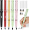 OFFCUP Bolígrafo Sin Tinta, 5pcs Lapiz Eternos, con 5pcs Cabezales Reemplazables y Goma de Borrar, Lápiz Sin Tinta, para Dibujo de Artista Estudiante, Regalo para Niños - Color Sólido