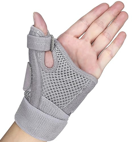 Yasdyri Daumenbandage Einstellbar Daumenorthese Links und Rechts Hände Orthese Daumensattelgelenk für Männer und Frauen Daumenschiene für Arthritis, Daumenverstauchung, Sehnenscheidentzündung (Grau)