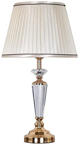 Chao Zan Tischleuchte,Kristall-Tischlampe, Nachttischlampe mit Stoffschirm, Tischleuchte Wohnzimmer, D33 x H55 - E27 Lampe - ohne Leuchtmittel