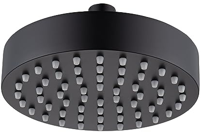 RANDOM Black Shower Head 6 Inch Round Rain Shower Head With 360 Adjustable Swivel Ball Joint With Filter Solid Stainless Steel High Pressure Rain Shower Head Luxury Modern Look.72088MB-6