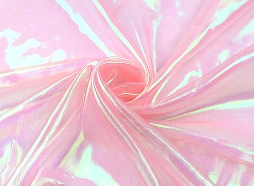 Organzastoff zum Nähen Meterware,50cm x 150cm Bunte Glitzer Organza Tüllstoff Tüll Dekostoff zum DIY Basteln Bekleidung Tüllrock Gardine Schals Vorhänge Tischdecken Hochzeit Party Deko,Champagner rosa
